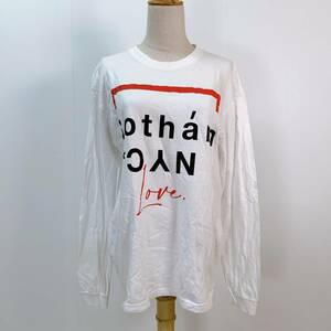 S2351 Gotham CYN メンズ Tシャツ 長袖 人気 L 白 ビッグロゴ 綿100% 万能 シンプルデイリーカジュアル 袖リブ