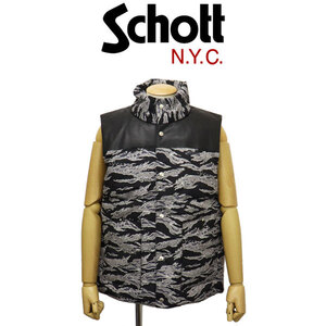 Schott (ショット) 2257006 CLASSIC LEATHER COMBI DOWN VEST クラシック レザーコンビ ダウンベスト 363OTHER XL