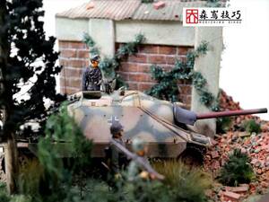 ◆1/35・ヘッツァー・タミヤ・駆逐戦車・建物・瓦礫・針葉樹・完成品◆