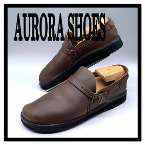 AURORA SHOES [オーロラシューズ] ミドルイングリッシュ レザーシューズ スリッポン ビブラムソール ブラウン 茶 US8 26cm 革靴 USA メンズ