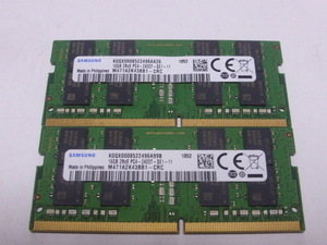 メモリ ノートパソコン用 Samsung 1.20V DDR4-2400 PC4-19200 16GBx2枚 合計32GB 起動確認済みです③