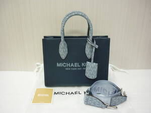 3/ 保管品 MICHAEL KORS マイケル・コース 2WAY ハンドバッグ MIRELLA トップジップ ショッパートート ネイビー ロゴ ショルダー a