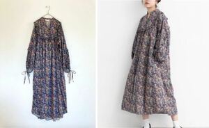 とても美品 Dot＆Stripes CHILD WOMAN ドットアンドストライプス リバティ Elderberry エルダーベリー フリル ロング ワンピース