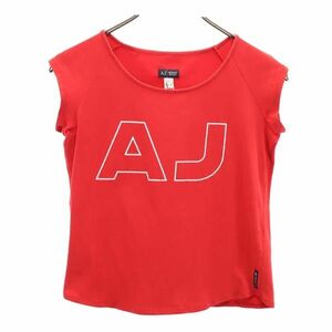 アルマーニジーンズ ロゴプリント 半袖 Tシャツ USA4 レッド系 ARMANI JEANS レディース