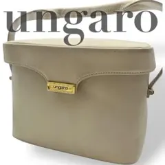 【美品】ungaro ウンガロ　ハンドバッグ　レザー　ホワイト　ゴールド