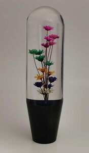 クリスタルシフトノブ 水中花 長さ150mm×太さ42mm 12×1.25mm 8×1.25mm/10×1.25ｍｍアダプター付