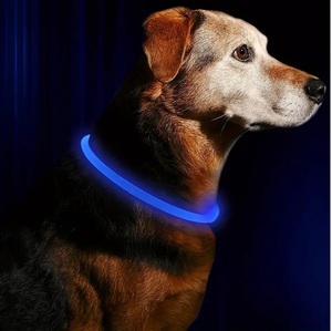 光る首輪 USB Type-C 充電 青 犬用首輪 光る LED 夜 散歩 長さ調整可 35cm 50cm 70cm 小型犬 中型犬 大型犬 タイプc 青色