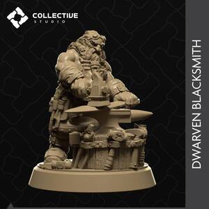 Collective Studio cs-220602 Dwarven BlackSmith 3Dプリント D＆D メタルミニチュア メタルフィギュア TRPG ウォーハンマー