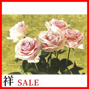 祥感謝SALE【真作】港信夫「五本の薔薇」油彩4号 サイン有 リアリズム 写実 直筆 一点もの バラ 手ごろなサイズ 人気作家！【ギャラリー祥