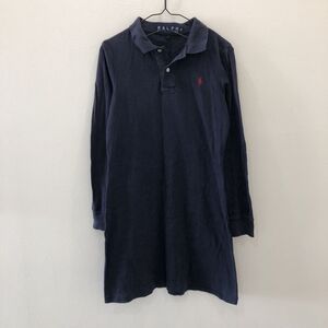 EI2108 Ralph ラルフローレン ロング丈 長袖 ポロシャツ ワンピース ネイビー M インパクト21製