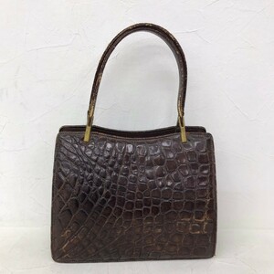 #7【西ドイツ製】Vintage ヴィンテージ GENEINE CROCODILE SKIN クロコダイルスキン レザー ハンドバッグ トートバッグ ビジネスバッグ 鞄