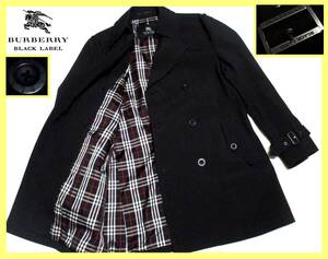 大人気サイズ L 美品 バーバリーブラックレーベル BURBERRY BLACK LABEL 裏地・ポケット裏ノバチェック柄 トレンチコート 日本製 