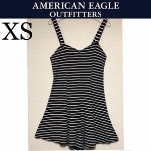 １回着新品同様☆American Eagle オールインワンつなぎ XS 黒白ボーダー アメリカンイーグル