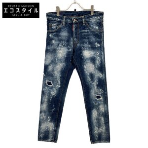 DSQUARED2 ディースクエアード 21年製 S71LB0913 COOL GUY JEAN インディゴ ボタンフライウォッシュ加工デニムパンツ 46 メンズ