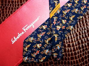 ♪今週の特売980円～♪0191♪状態並品【Ferragamo】フェラガモ【人物 花 柄】ネクタイ♪