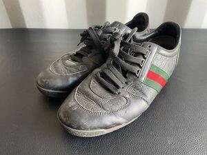 中古品☆GUCCI ローカットスニーカー 233334 ブラック サイズ：8 スニーカー 靴 グッチ メンズ