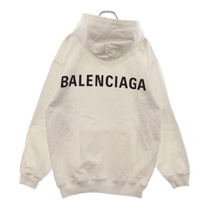 BALENCIAGA バレンシアガ バックロゴプリントオーバーサイズ スウェットプルオーバーパーカー ホワイト 556113 TAV37