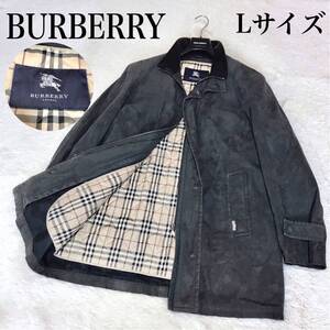 希少 大きめ BURBERRY レザーコート ライナー ノバチェック Lサイズ バーバリー ジャケット ブルゾン アウター メンズ オーバーサイズ