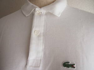 N142【USED】ガールズサイズ 14 164cm LACOSTE ラコステ 半袖 ホワイト 白 ポロシャツ ボタンシャツ 半袖シャツ