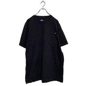 Dickies 半袖 ロゴTシャツ L ブラック ディッキーズ クルーネック 胸ポケット 古着卸 アメリカ仕入 a604-5305