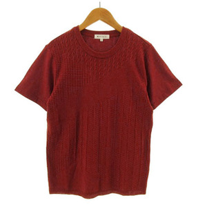 ティーケーミクスパイス タケオキクチ THE SHOP TK MIXPICE Tシャツ ニット 切替え 半袖 ブラウン系 赤茶 レンガ色 S メンズ