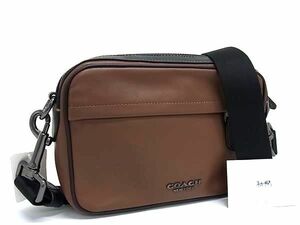 1円 ■新品■未使用■ COACH コーチ F39946 グラハム レザー ショルダーバッグ 肩掛けかばん メンズ ブラウン系×ブラック系 FD0617