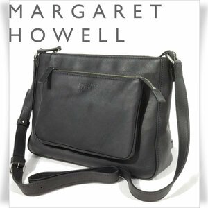 新品1円～★MARGARET HOWELL idea マーガレット ハウエル アイデア 日本製 レザーショルダーバッグ 黒 ブラック ユニセックス本物◆S1037◆