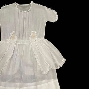アンティーク　コットン　レース　ワンピース　ドレス　刺繍　白　20’s 古着　ビンテージ　20年代