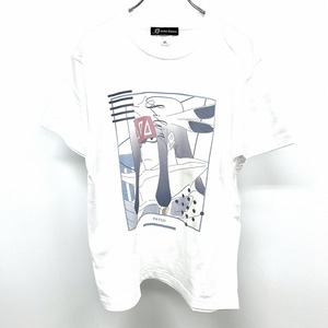 【新品】arma bianca SHAMAN KING シャーマンキング パッチ族 シルバ lette-graph Tシャツ TVアニメ 半袖 丸首 綿100% XL 白 レディース