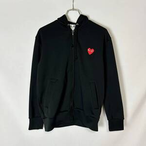 貴重 日本製 正規品 PLAY COMME des GARCONS AZ-T172 プレイ コムデギャルソン ハートワッペン ジップパーカー フーディー ブラック 黒 M