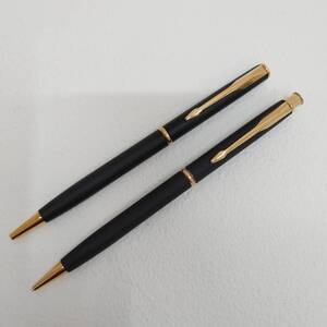 #2931　PARKER INSIGNIA パーカー インシグニア　ボールペン、シャープペンシル 2本セット　ケース付　ブラックカラー