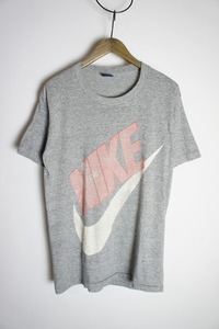 希少 80s 紺タグ NIKEナイキ ビッグスウォッシュ Tシャツ 半袖カットソー USA製 霜降りグレー 328O