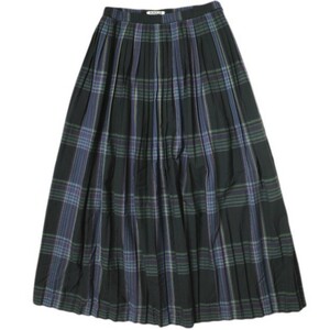 AURALEE オーラリー 19AW SUPER LIGHT WOOL CHECK PLEATED SKIRT スーパーライトウールチェックプリーツスカート A9AS03LC 1 BLACK CHECK