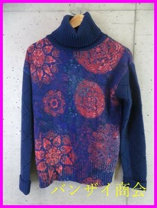 033c3◆良品◆Desigual デシグアル 花柄デザイン タートルネック ニットセーター S/カーディガン/ジャケット/シャツ/ブラウス/ワンピース