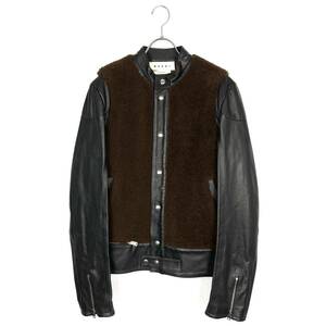 MARNI(マルニ) lamb leather jacket (brown×black)