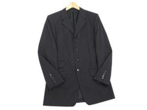 極美品★Paul Smith*ポールスミス★黒★ピンストライプ*4つ釦★春～初秋*薄手★ロング丈*テーラード*シングル*ジャケット★L(M相当)/メンズ