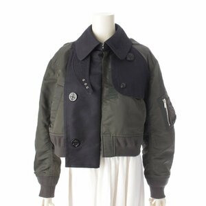 【サカイ】sacai　23年 ナイロン ツイル ドッキング ジャケット ブルゾン 23-06471 カーキ 2 【中古】【正規品保証】188855