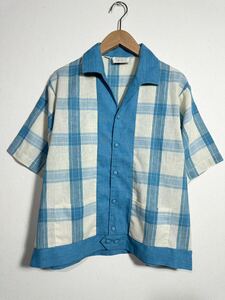 70s vintage SILVERWOODS S/S plaid shirt ヴィンテージ シルバーウッズ チェック 半袖シャツ 古着 ボックス イタリアンカラー ロカビリー