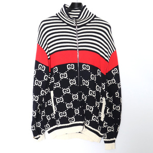 GUCCI 20AW GG HIGH NECK NKIT ZIP CARDIGAN M ネイビー 545701-XKABP グッチ ハイネックコットンニットジップアップカーディガン