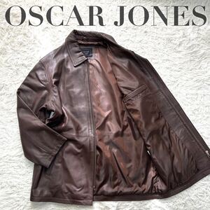 1円【極上のトロトロ XL】OSCAR JONES オスカー ジョーンズ レザージャケット コート 羊革 本革 ラムレザー スキン 大きめ ブラウン 茶 LL