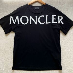 【極美品・最高峰】 MONCLER モンクレール メンズ 半袖 Tシャツ ビッグロゴ ラバーロゴ ワッペン ブラック 黒 Mサイズ