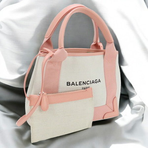 本日さらに+6倍 中古 バレンシアガ トートバッグ レディース ブランド BALENCIAGA ネイビーカバス XS BG80154 ホワイト バッグ