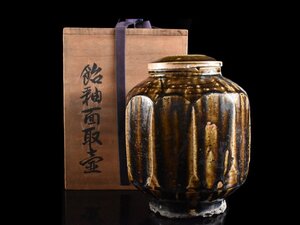 【雲】某収集家放出品 名品 飴釉面取蓋付花瓶 飾壺 高さ19.5cm 箱付 古美術品(李朝高麗瀬戸)AY3351 OTgdcja NBhdlnb