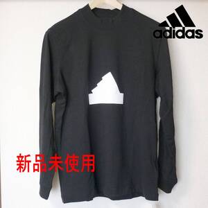 大きいサイズ定価7150円新品(メンズ2XL)adidas アディダス 黒 モック 長袖Tシャツ 厚手ロンT