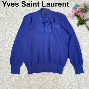 YSL イヴサンローラン ニット プルオーバー リボン ヴィンテージ レディース M B92305-38