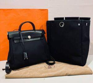 HERMES 極上美品 エール バッグ ブラック エルメス リュック 替えバック カデナ レザークロシェット 保存袋 付属