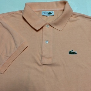 美品 CHEMISE LACOSTE ラコステ 半袖ポロシャツ サイズ４ 淡いオレンジ色 単色 無地 鹿の子生地 サイドスリット 