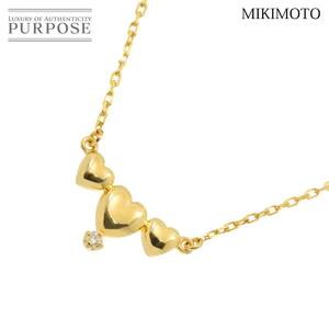 ミキモト MIKIMOTO ダイヤ ネックレス 40cm K18 YG イエローゴールド 750 ハート Diamond Necklace 90248282