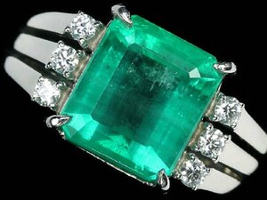 ZI12013T【1円～】新品【RK宝石】≪Emerald≫ 美しいテリ艶!! 極上エメラルド 特大3.53ct!! 極上ダイヤモンド Pt900 超高級リング ダイヤ