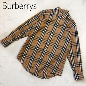 【希少】Burberrys シャドーホース　ノバチェック　M 　ベージュ　ハウスチェック　希少　長袖シャツ ワイシャツ　ロゴ刻印ボタン　ホース